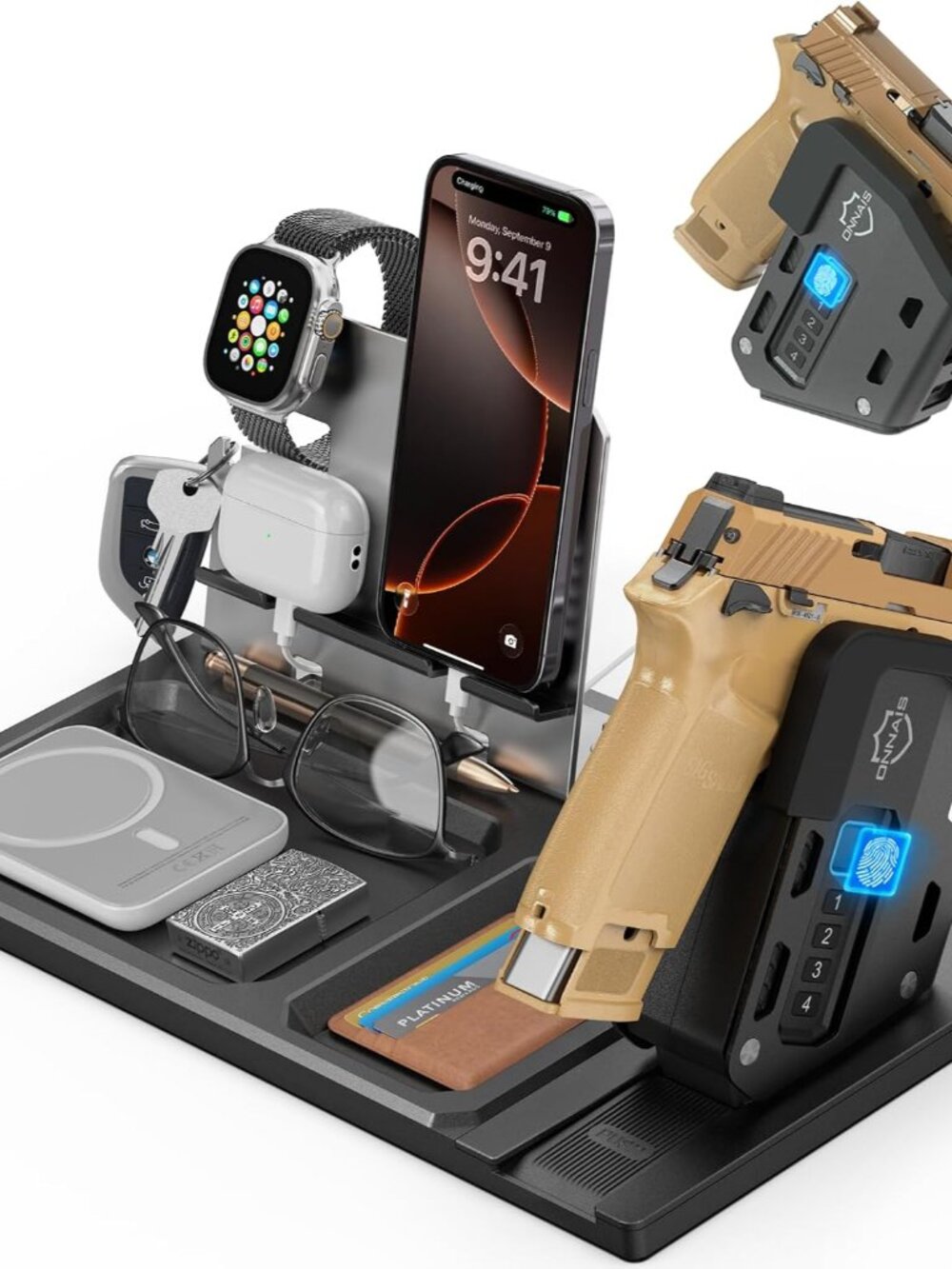 EDC Organizer with Detachable Quick-Access Gun Trigger Lock